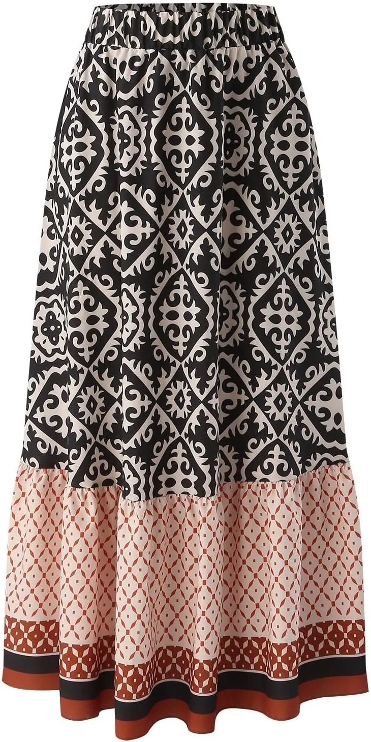 2023 Fashion Women Skirt Womens High Waist Pleated Skirt Elegant Elastic Waistband Midi Swing Skirts Cover up