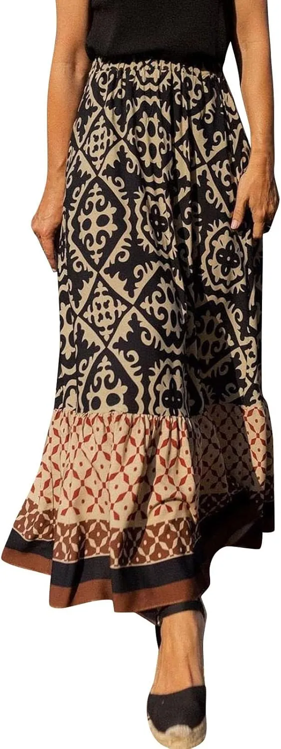 2023 Fashion Women Skirt Womens High Waist Pleated Skirt Elegant Elastic Waistband Midi Swing Skirts Cover up