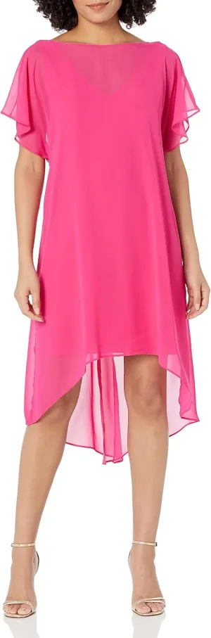 Adrianna Papell Women's Chiffon Overlay Draped Dress