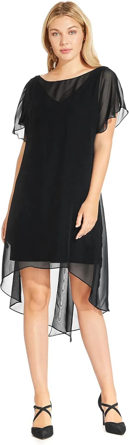 Adrianna Papell Women's Chiffon Overlay Draped Dress