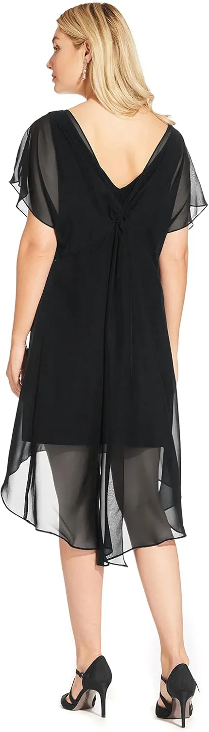 Adrianna Papell Women's Chiffon Overlay Draped Dress