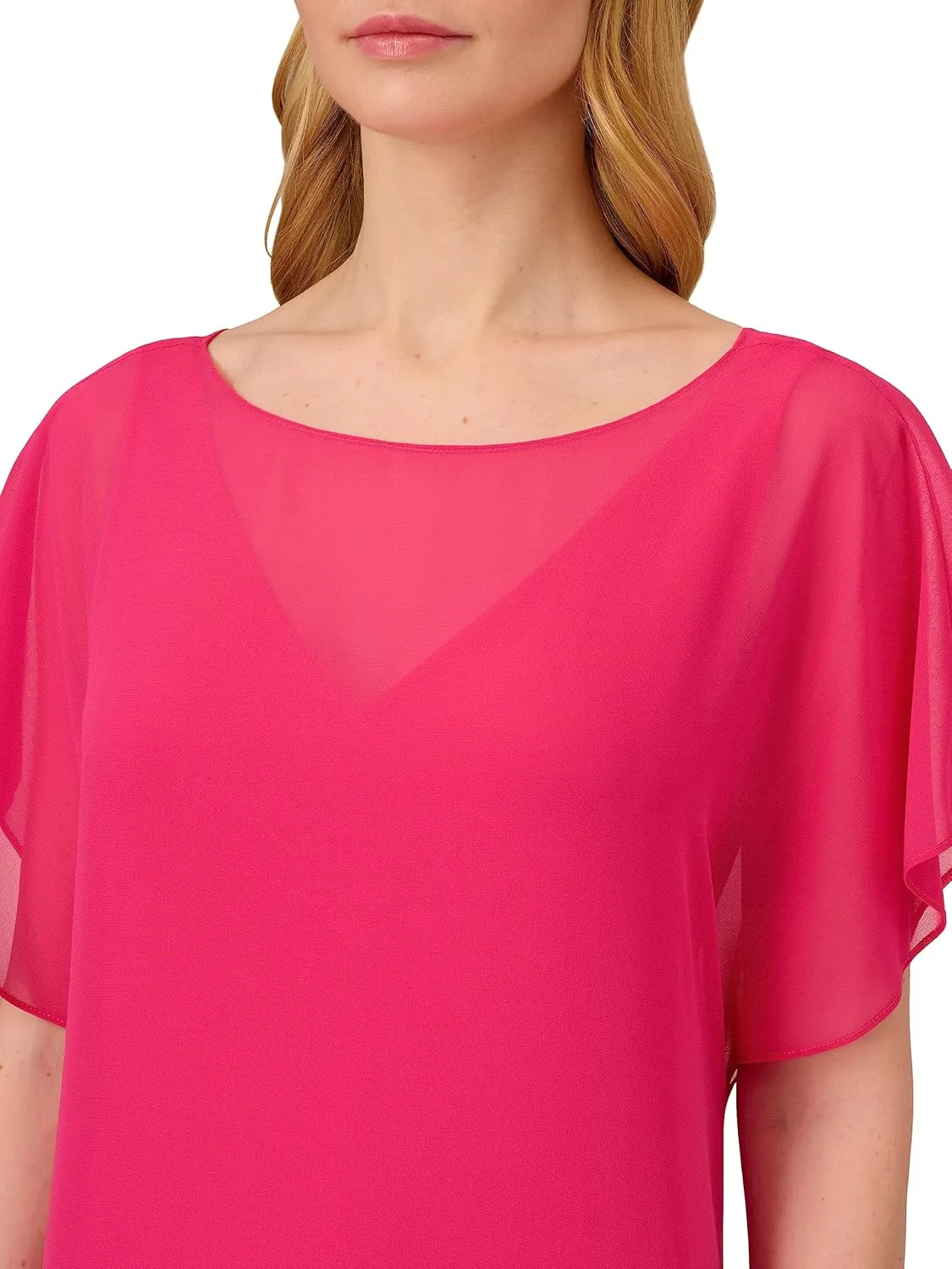 Adrianna Papell Women's Chiffon Overlay Draped Dress