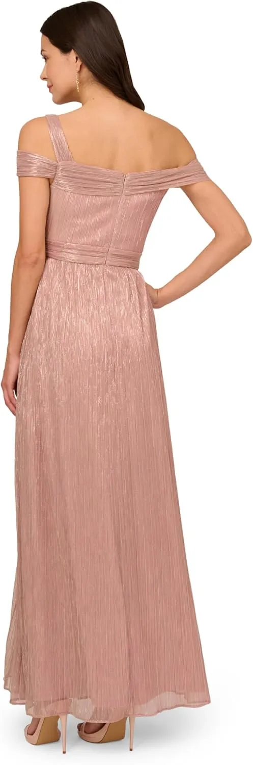 Adrianna Papell Women's Crinkle Metallic Gown