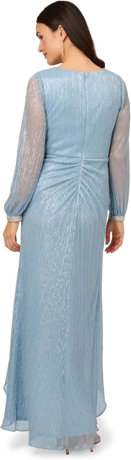 Adrianna Papell Women's Crinkle Metallic Gown