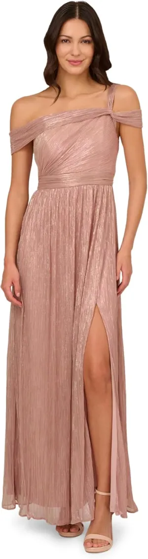 Adrianna Papell Women's Crinkle Metallic Gown