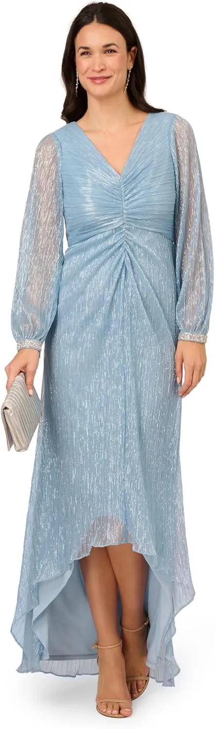Adrianna Papell Women's Crinkle Metallic Gown