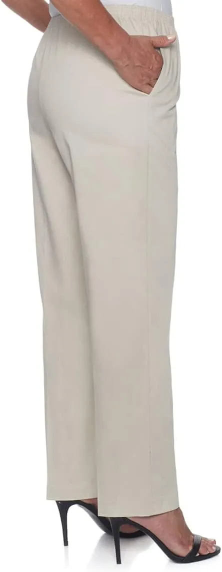 Alfred Dunner Womens Plus-Size Soft Twill Mid-Rise Regular Fit Straight Leg Short Length Casual Pant