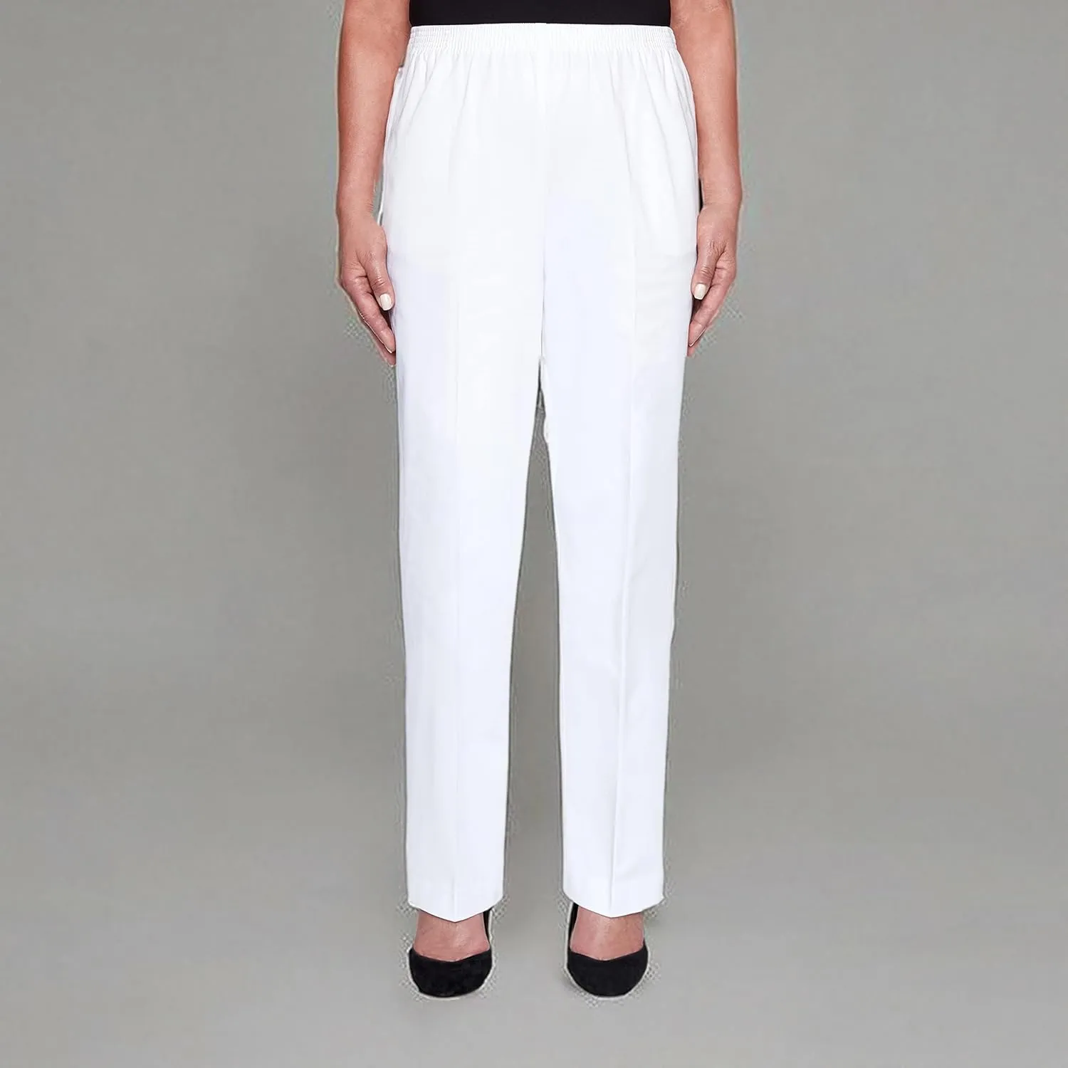 Alfred Dunner Womens Plus-Size Soft Twill Mid-Rise Regular Fit Straight Leg Short Length Casual Pant