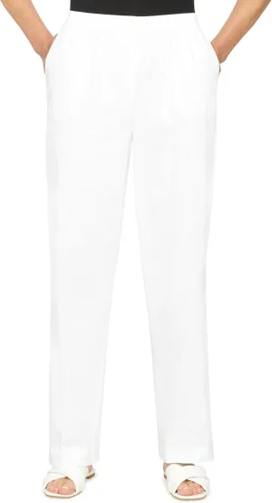 Alfred Dunner Womens Plus-Size Soft Twill Mid-Rise Regular Fit Straight Leg Short Length Casual Pant