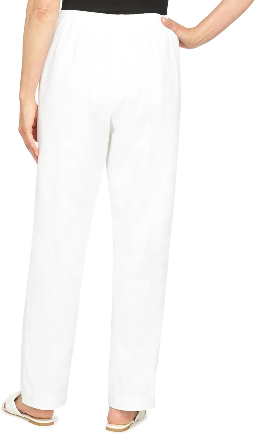 Alfred Dunner Womens Plus-Size Soft Twill Mid-Rise Regular Fit Straight Leg Short Length Casual Pant