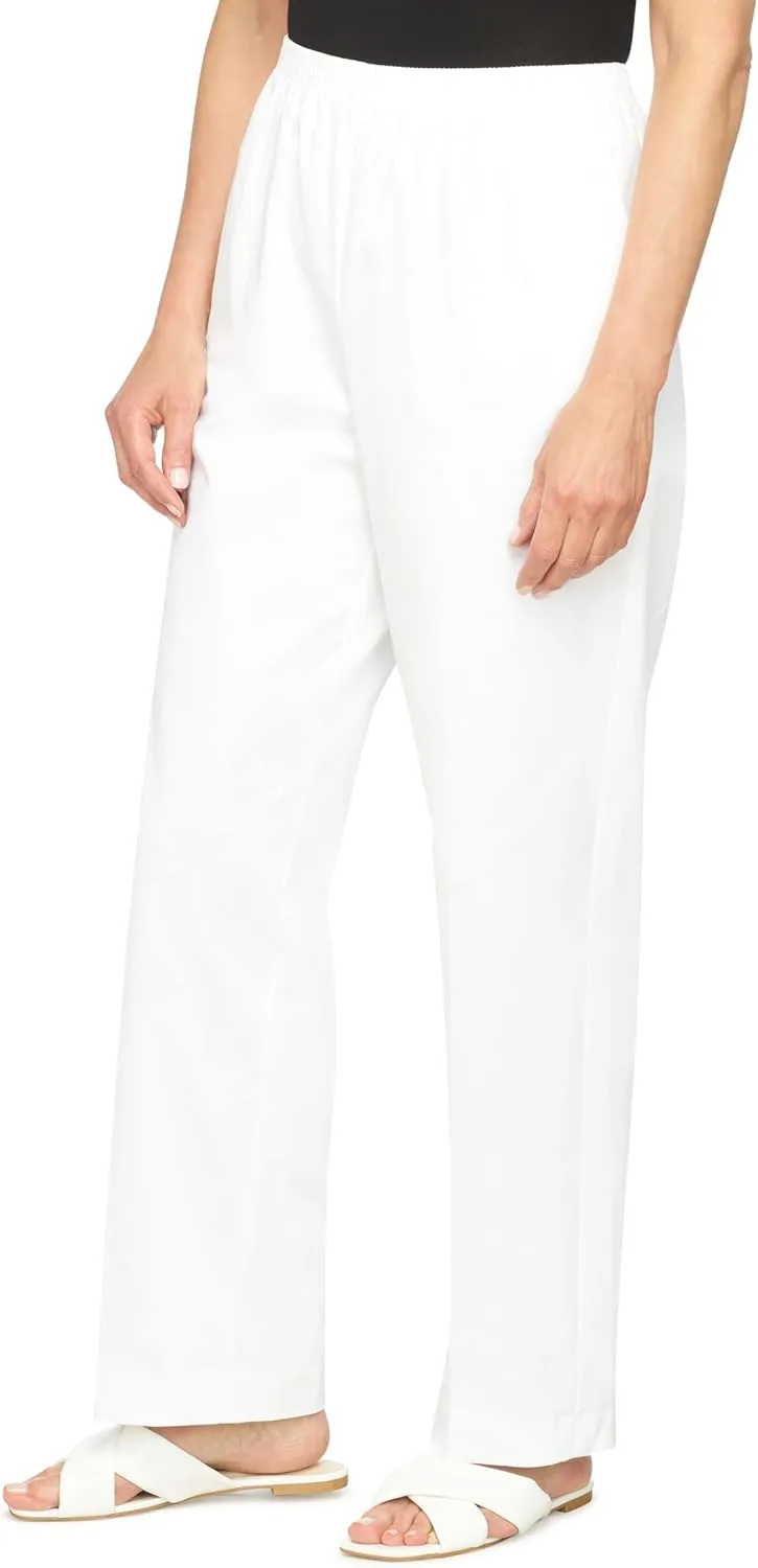 Alfred Dunner Womens Plus-Size Soft Twill Mid-Rise Regular Fit Straight Leg Short Length Casual Pant