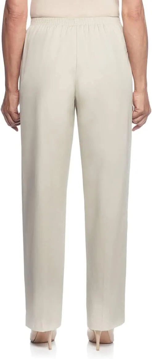 Alfred Dunner Womens Plus-Size Soft Twill Mid-Rise Regular Fit Straight Leg Short Length Casual Pant