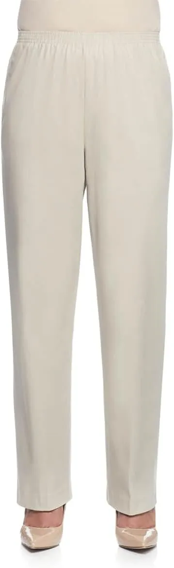 Alfred Dunner Womens Plus-Size Soft Twill Mid-Rise Regular Fit Straight Leg Short Length Casual Pant