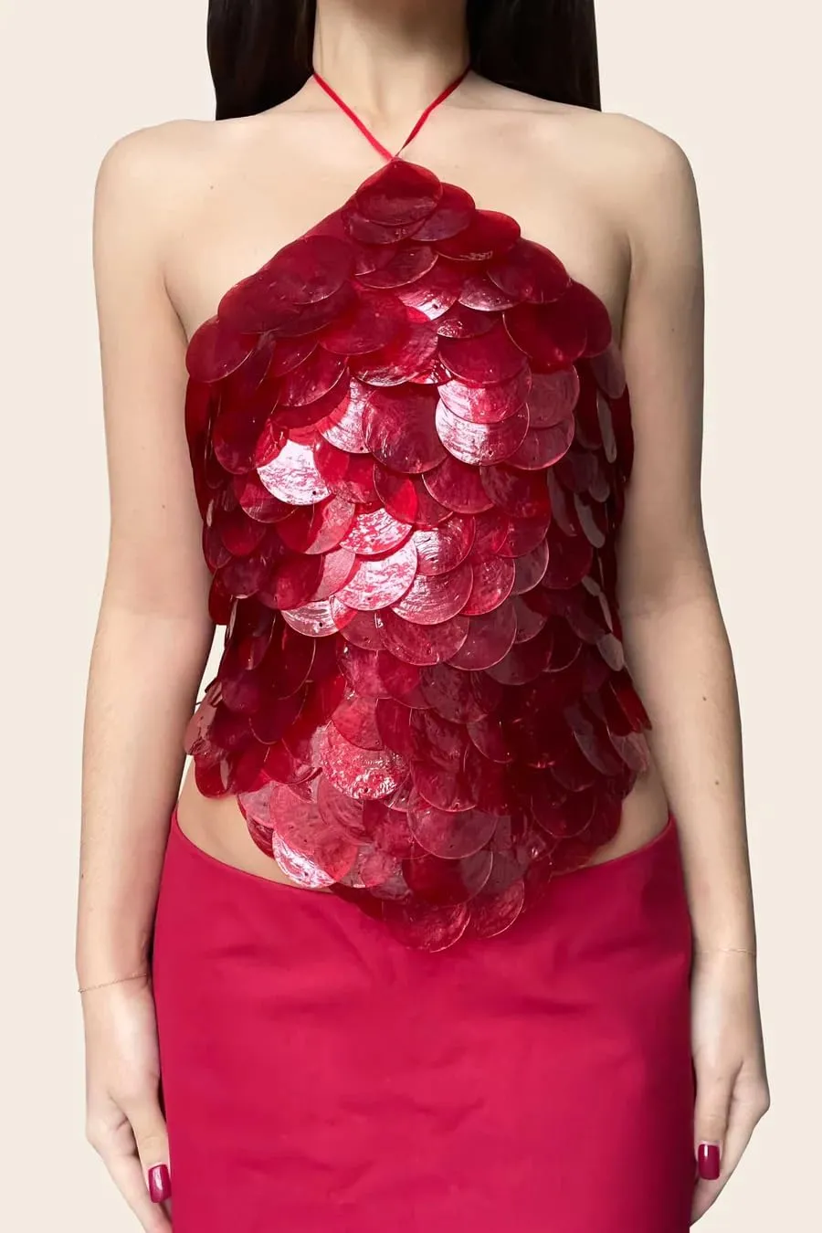 Aonoapll Women Sequins Halter Top Sparkly Sleeveless Tie Backless Tank Tops Y2k Sexy Open Back Glitter Camisole Clubwear