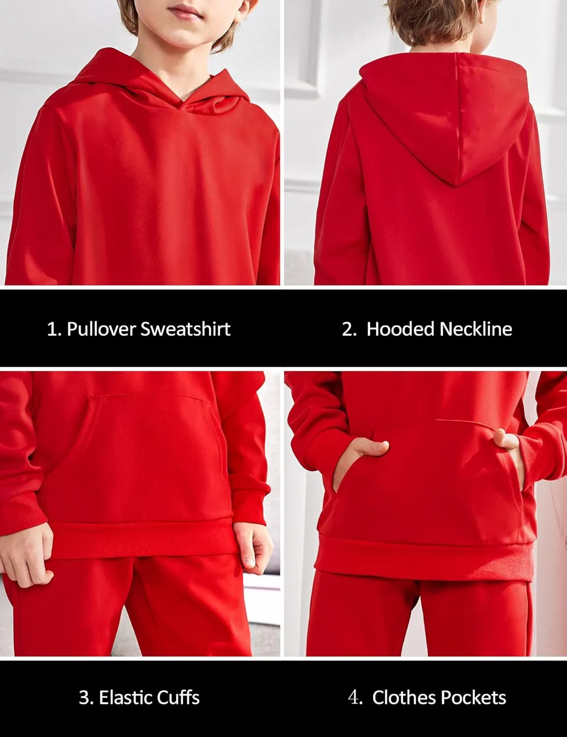 Arshiner 2 Piece Outfit Boys Pullover Hoodies Sweatshirt Suit For Kids Tracksuit Set