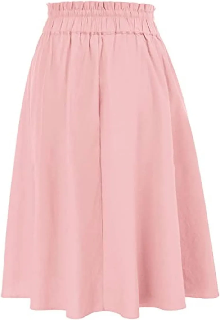 ASHER FASHION Womens Drawstring Midi Skirt Elegant High Waist Pleated A Line Skirt with Pockets