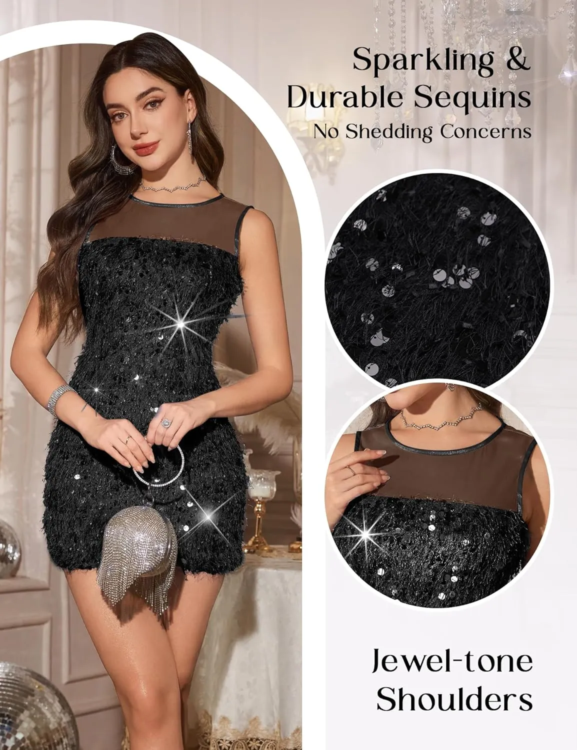Aupuls Sequin Dress for Women Mini Sparkly Bodycon Cocktail Dresses 2025 for Party Night Out & Club