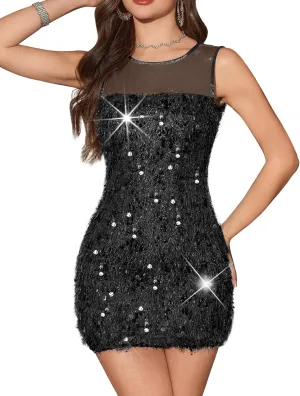 Aupuls Sequin Dress for Women Mini Sparkly Bodycon Cocktail Dresses 2025 for Party Night Out & Club