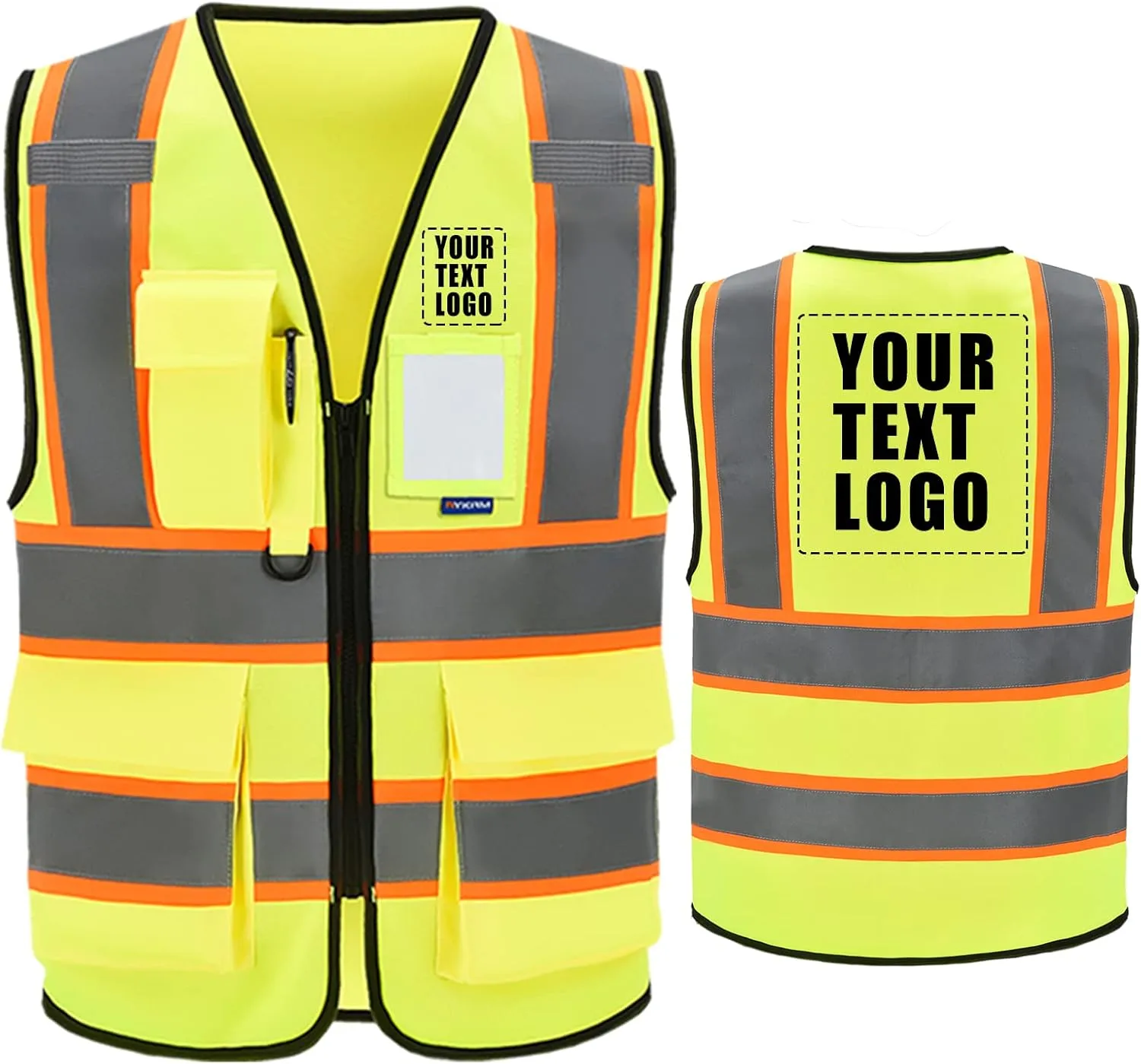 AYKRM Custom Logo Personalised Printed High Visibility Reflective 2 two tone work construction Safety Vest