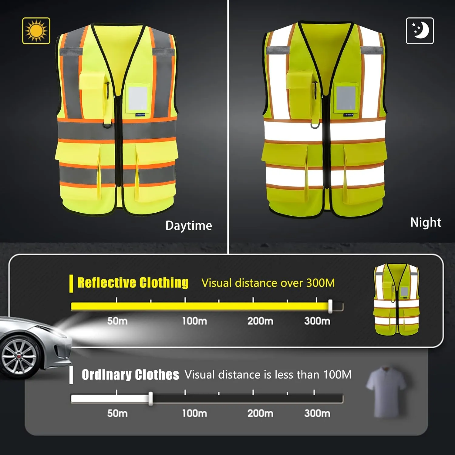 AYKRM Custom Logo Personalised Printed High Visibility Reflective 2 two tone work construction Safety Vest