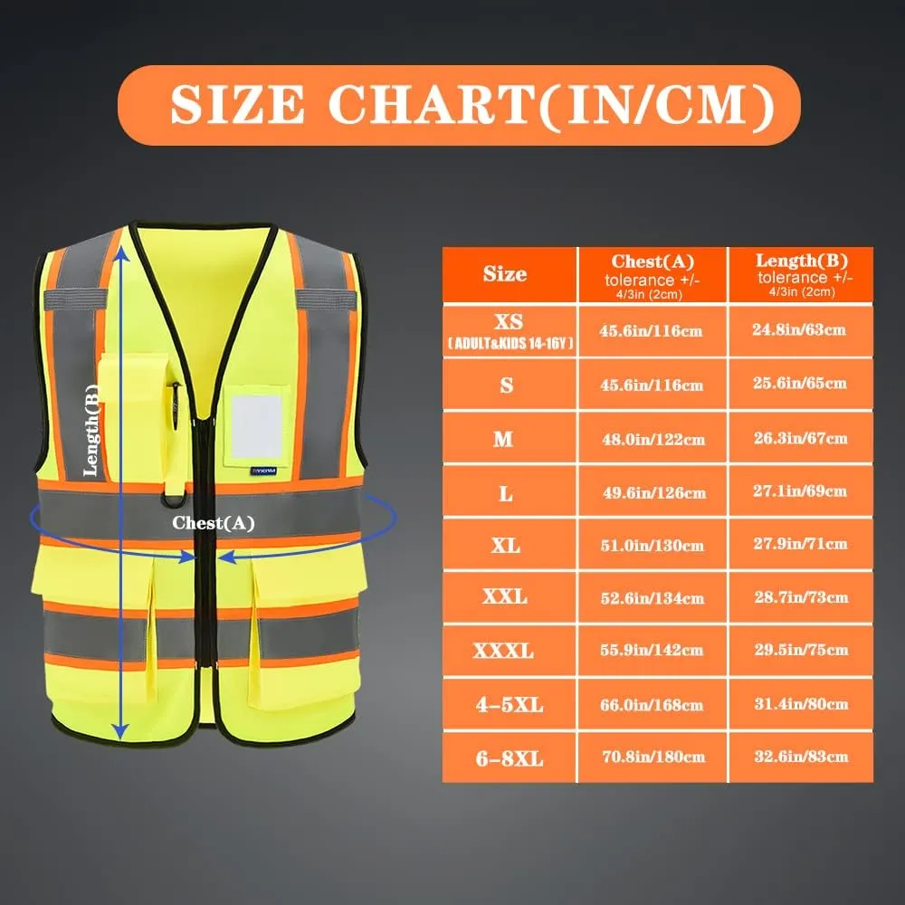 AYKRM Custom Logo Personalised Printed High Visibility Reflective 2 two tone work construction Safety Vest