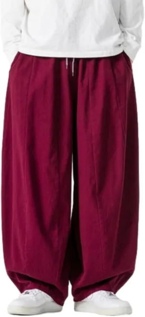 Baggy Pants Men Drawstring Elastic Waist Hip Hop Harem Pants Streetwear Casual Wide Leg Lantern Jogging Sweatpants