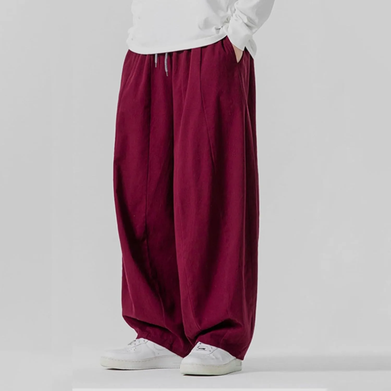 Baggy Pants Men Drawstring Elastic Waist Hip Hop Harem Pants Streetwear Casual Wide Leg Lantern Jogging Sweatpants