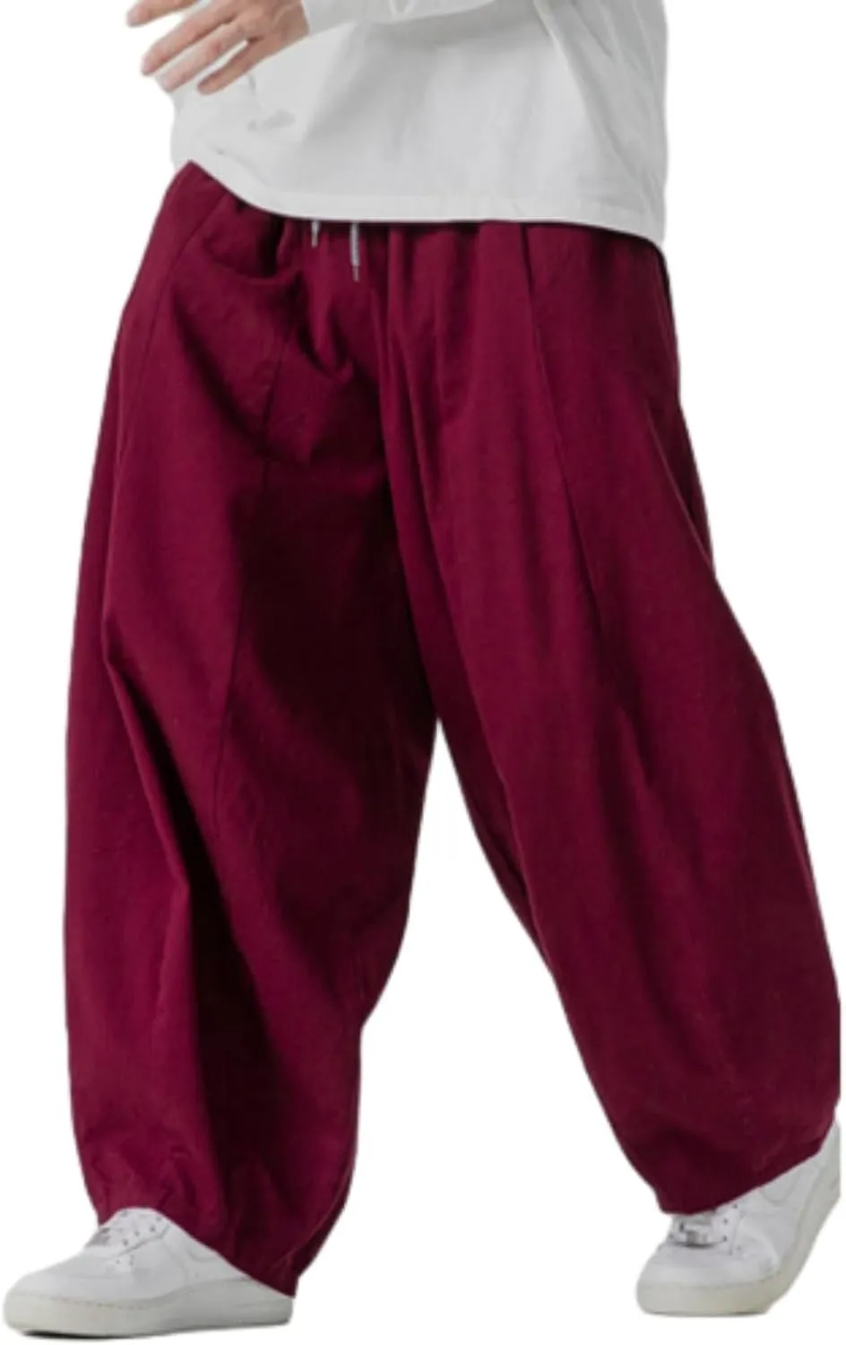 Baggy Pants Men Drawstring Elastic Waist Hip Hop Harem Pants Streetwear Casual Wide Leg Lantern Jogging Sweatpants