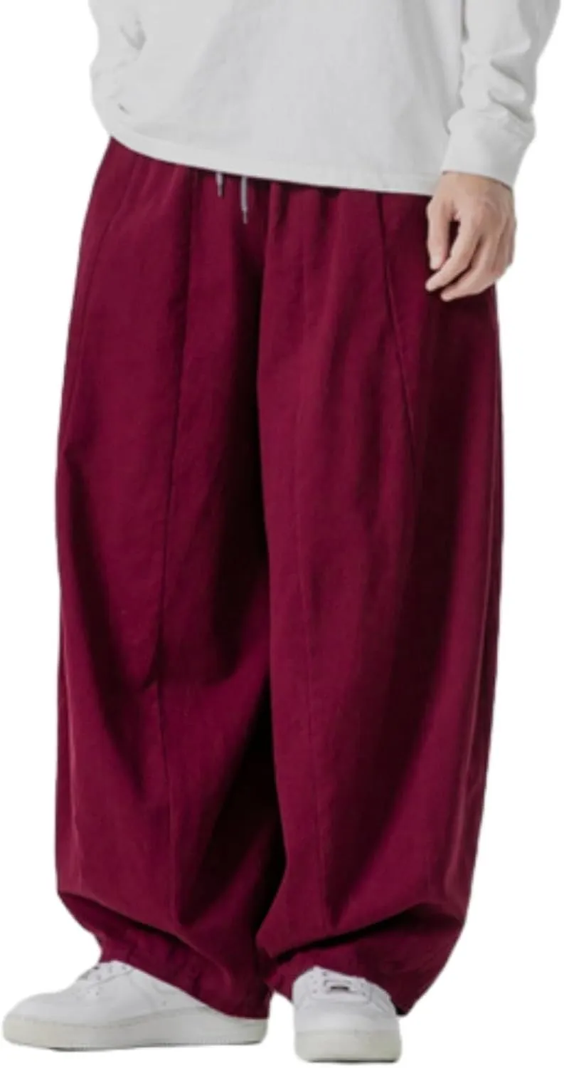 Baggy Pants Men Drawstring Elastic Waist Hip Hop Harem Pants Streetwear Casual Wide Leg Lantern Jogging Sweatpants