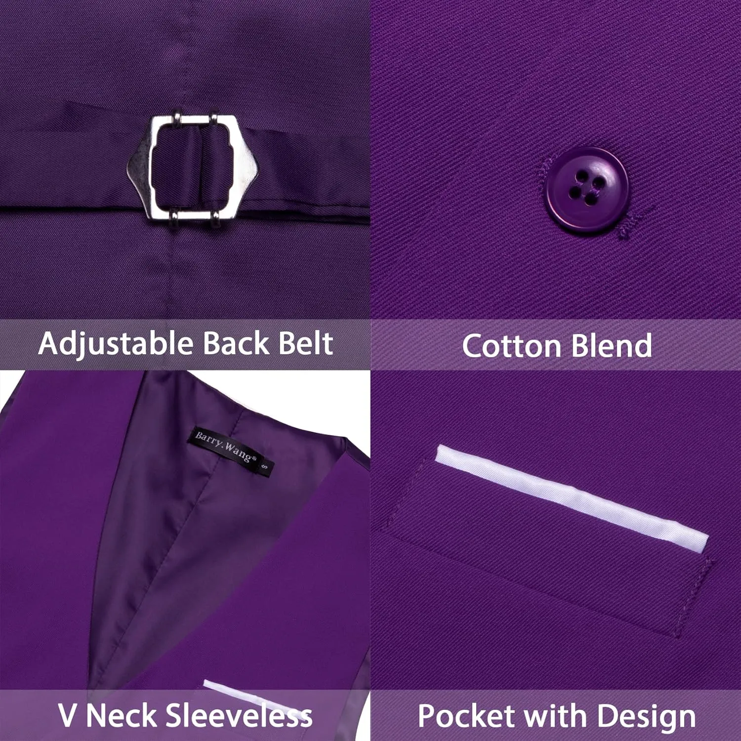 Barry.Wang Mens Formal Suit Vest Striped Casual V-neck Slim Fit Solid Color Waistcoat for Wedding Party Tuxedo
