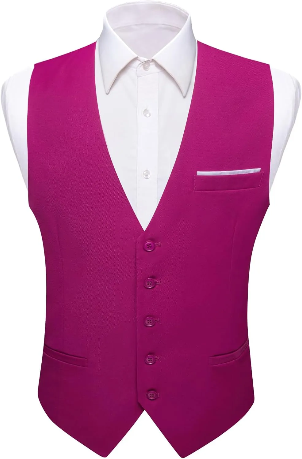 Barry.Wang Mens Formal Suit Vest Striped Casual V-neck Slim Fit Solid Color Waistcoat for Wedding Party Tuxedo