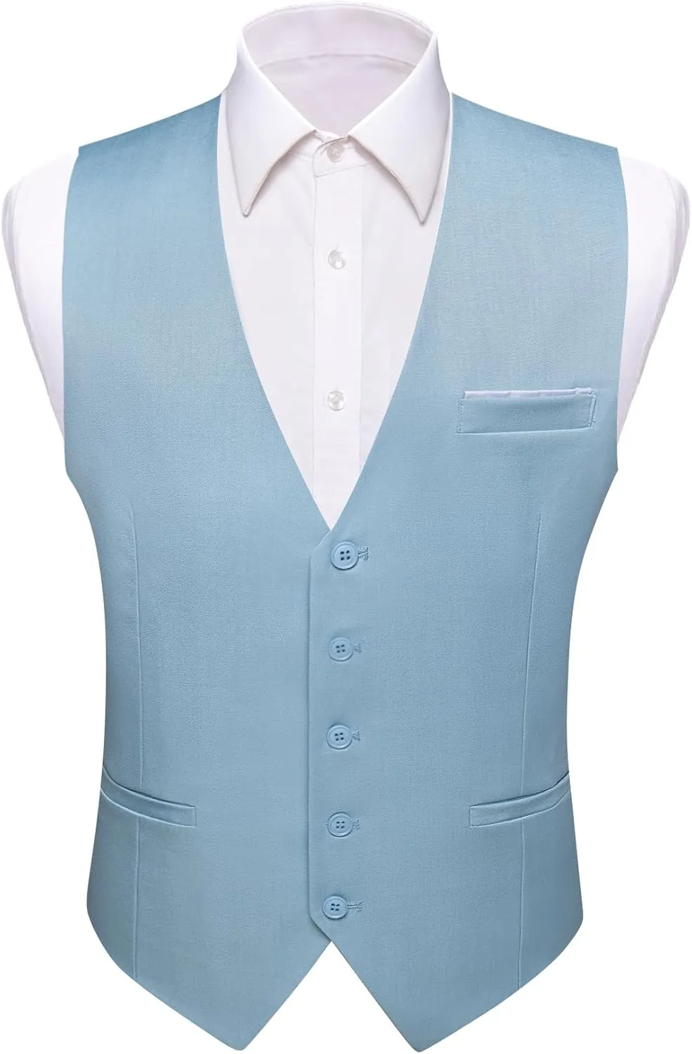 Barry.Wang Mens Formal Suit Vest Striped Casual V-neck Slim Fit Solid Color Waistcoat for Wedding Party Tuxedo