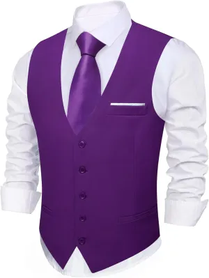 Barry.Wang Mens Formal Suit Vest Striped Casual V-neck Slim Fit Solid Color Waistcoat for Wedding Party Tuxedo