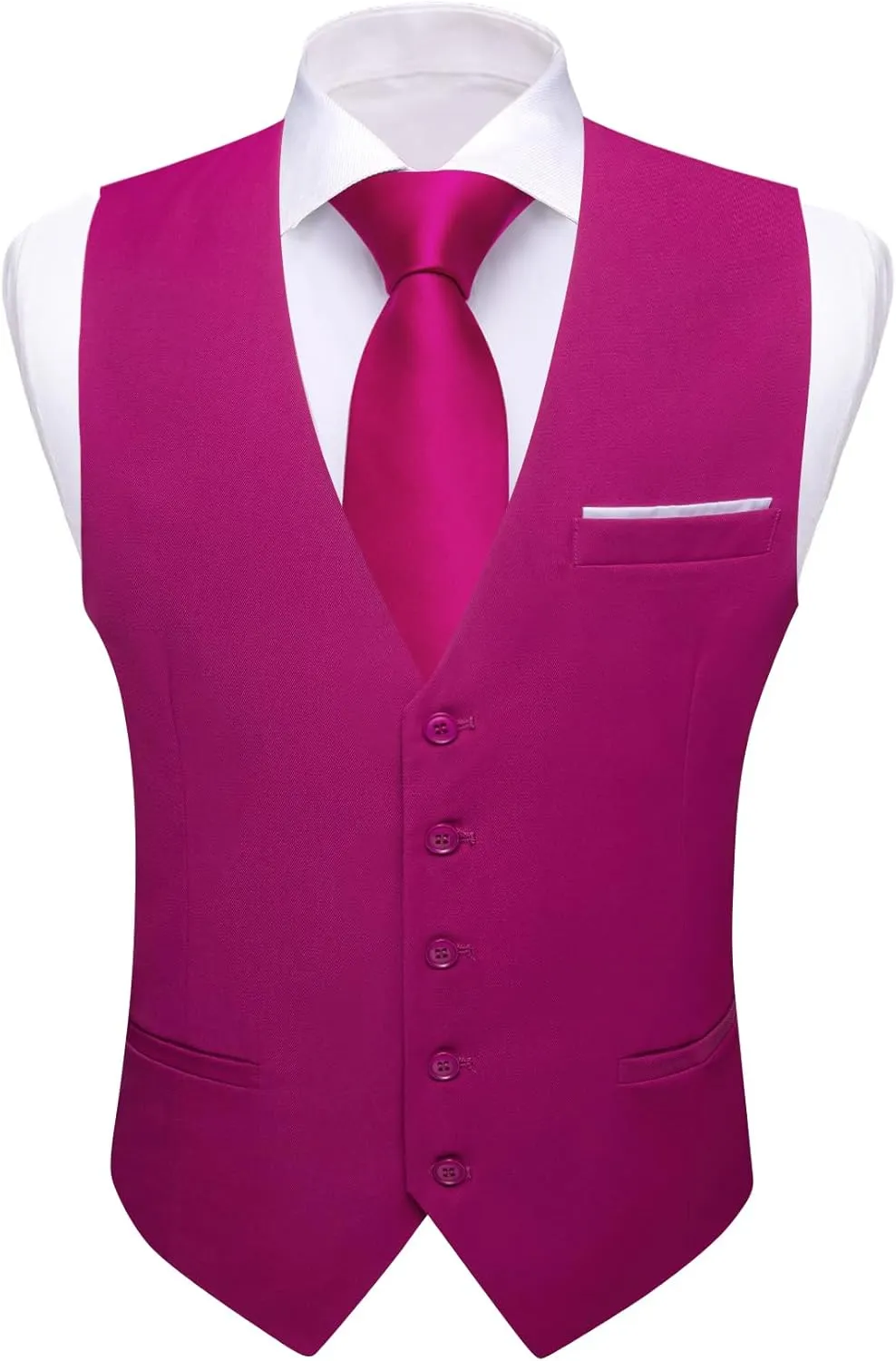 Barry.Wang Mens Formal Suit Vest Striped Casual V-neck Slim Fit Solid Color Waistcoat for Wedding Party Tuxedo