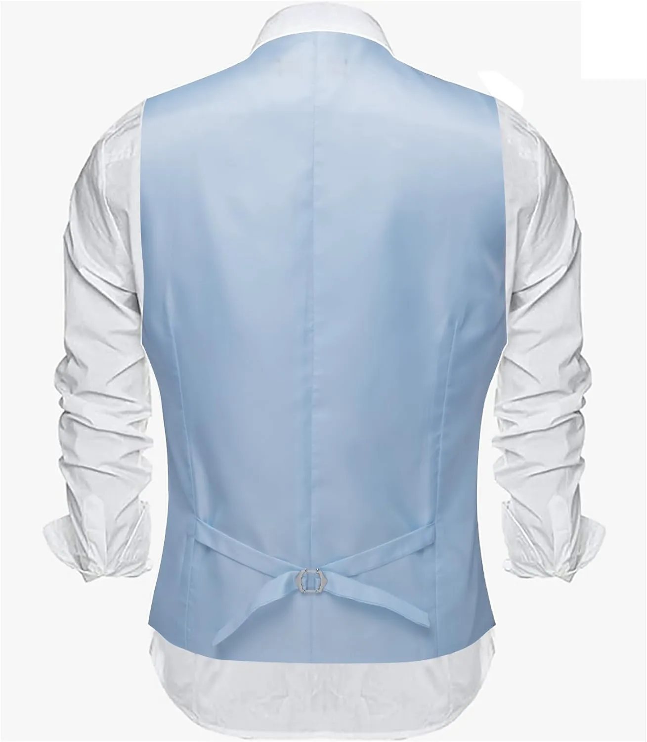 Barry.Wang Mens Formal Suit Vest Striped Casual V-neck Slim Fit Solid Color Waistcoat for Wedding Party Tuxedo
