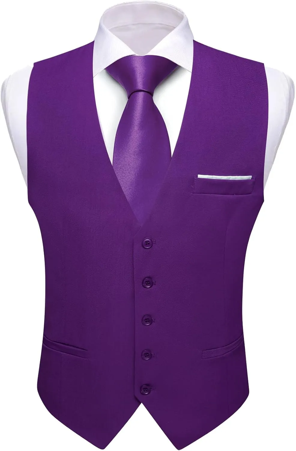 Barry.Wang Mens Formal Suit Vest Striped Casual V-neck Slim Fit Solid Color Waistcoat for Wedding Party Tuxedo