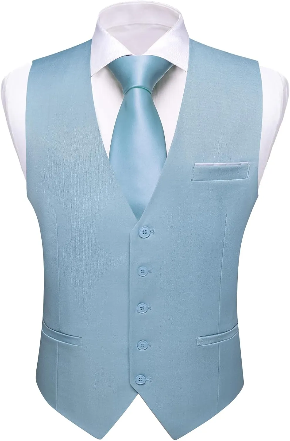 Barry.Wang Mens Formal Suit Vest Striped Casual V-neck Slim Fit Solid Color Waistcoat for Wedding Party Tuxedo