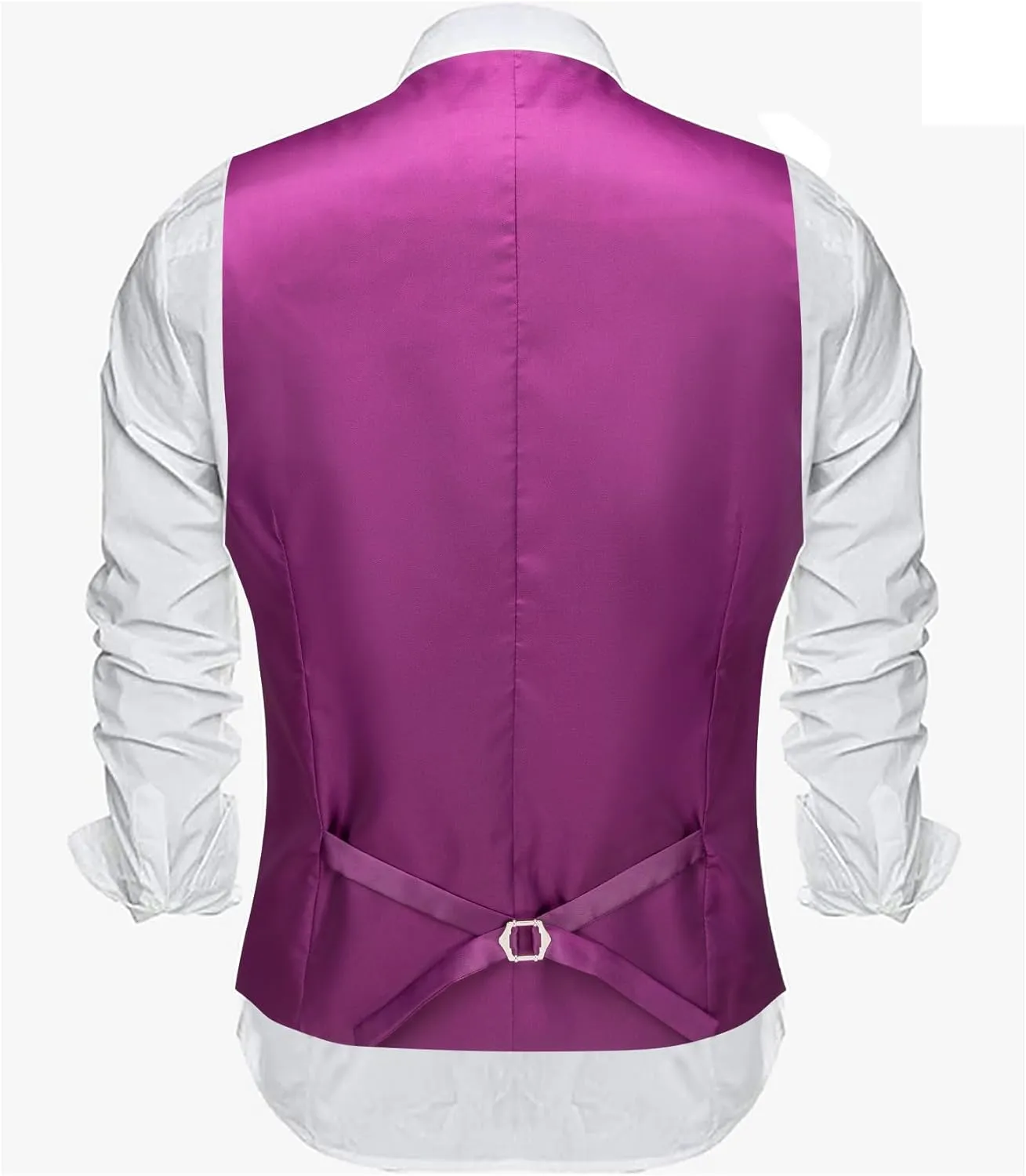 Barry.Wang Mens Formal Suit Vest Striped Casual V-neck Slim Fit Solid Color Waistcoat for Wedding Party Tuxedo