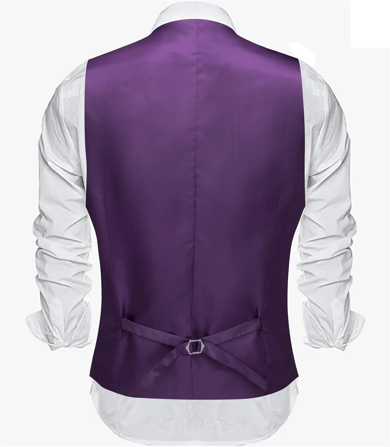 Barry.Wang Mens Formal Suit Vest Striped Casual V-neck Slim Fit Solid Color Waistcoat for Wedding Party Tuxedo