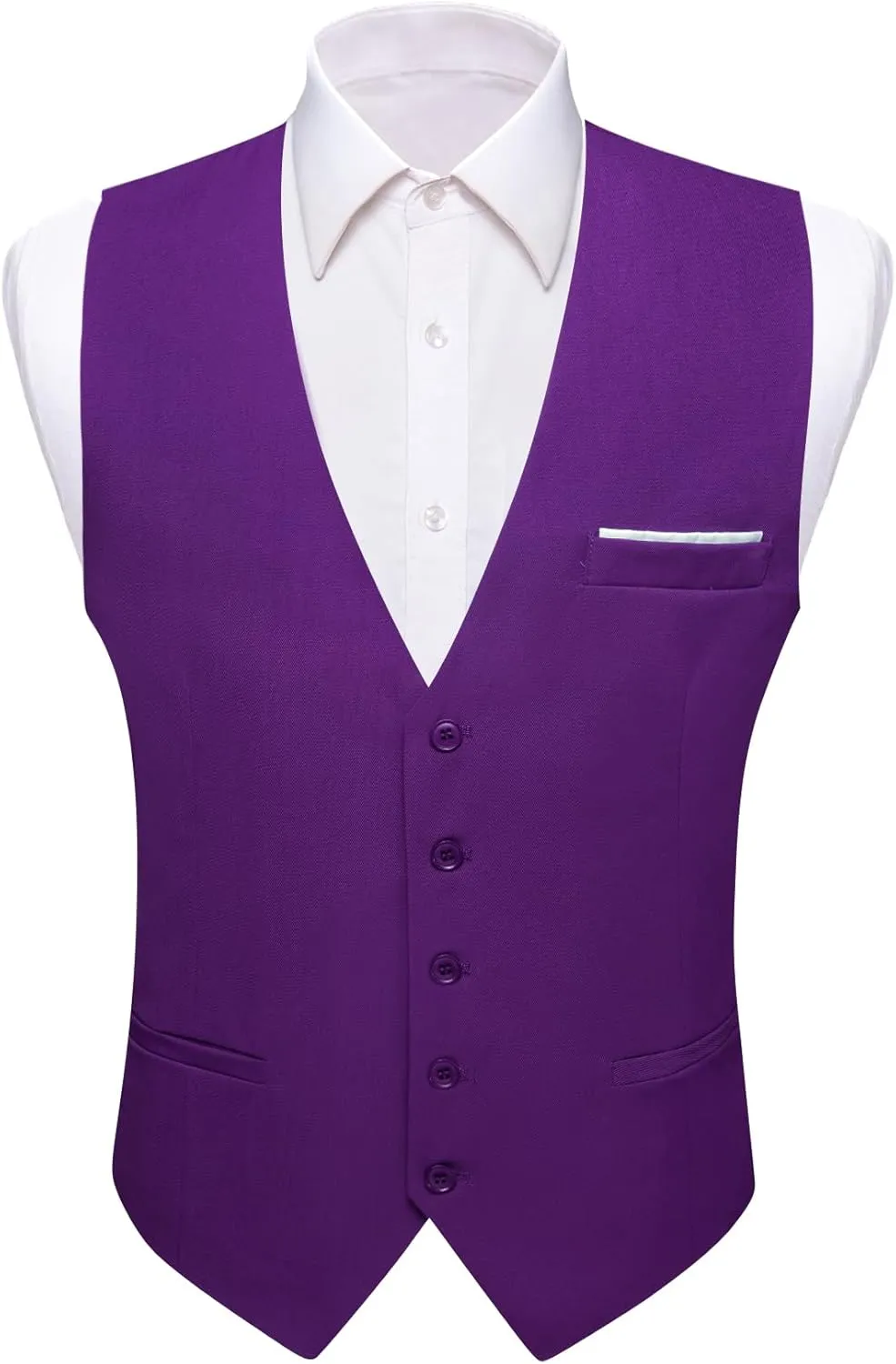 Barry.Wang Mens Formal Suit Vest Striped Casual V-neck Slim Fit Solid Color Waistcoat for Wedding Party Tuxedo