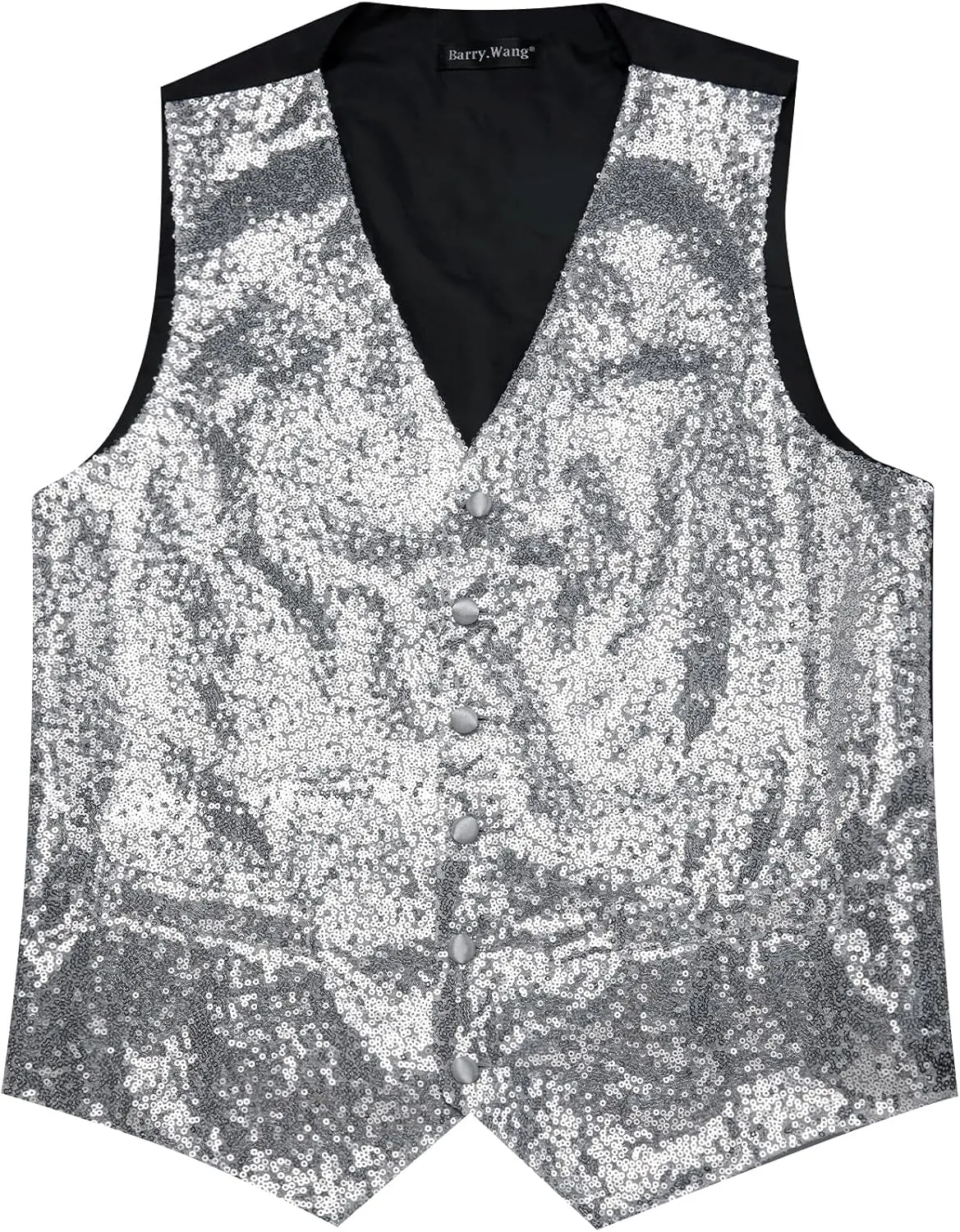 Barry.Wang Mens Sequins Vest Formal/Leisure V-neck Shiny Waistcoat Bowtie Set Prom Party Tuxedo