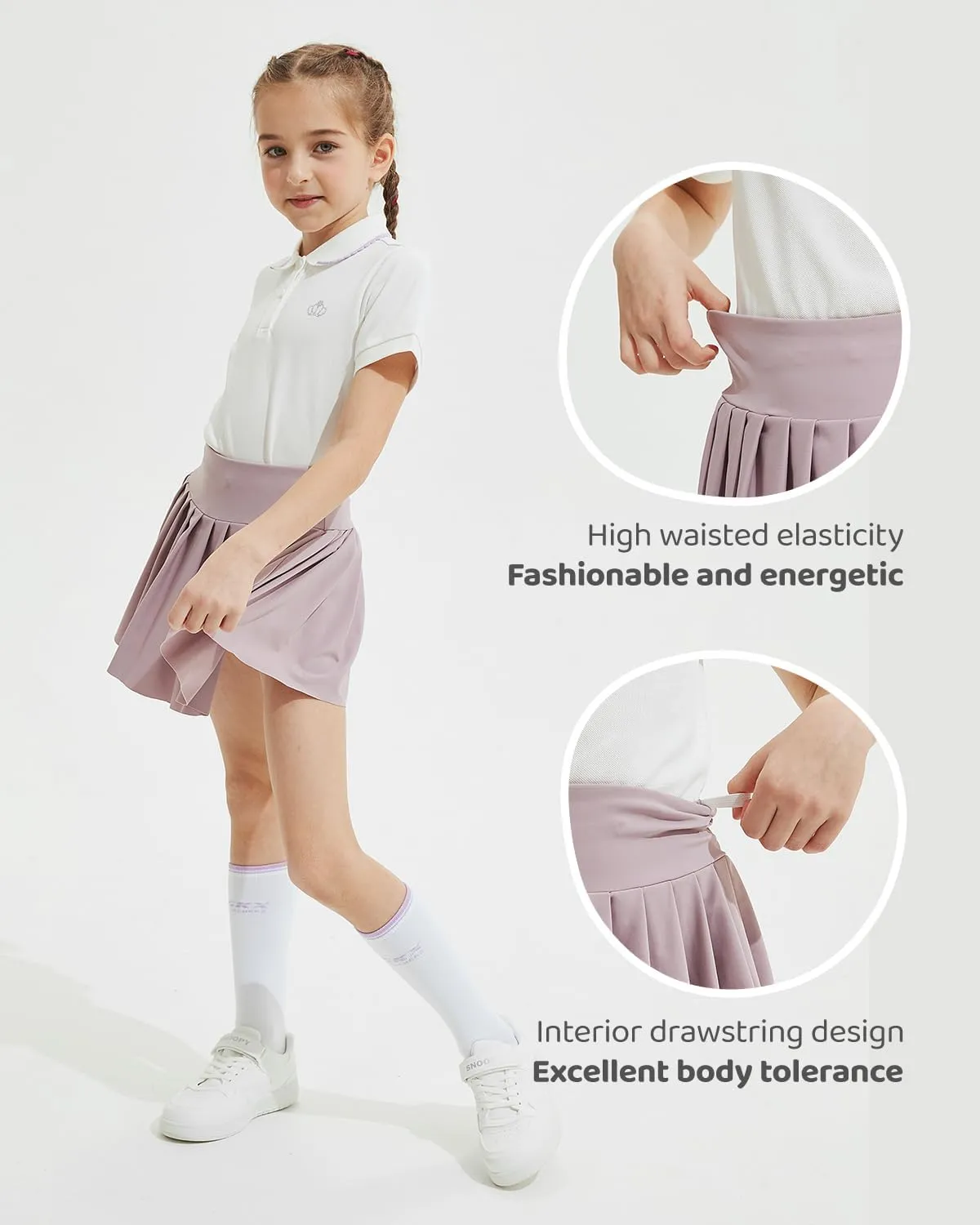 BebreezChic Girl's Tennis Skirt Athletic Pleated High Waisted Kid's Mini Skort Sport Uniform with Pockets Golf Running