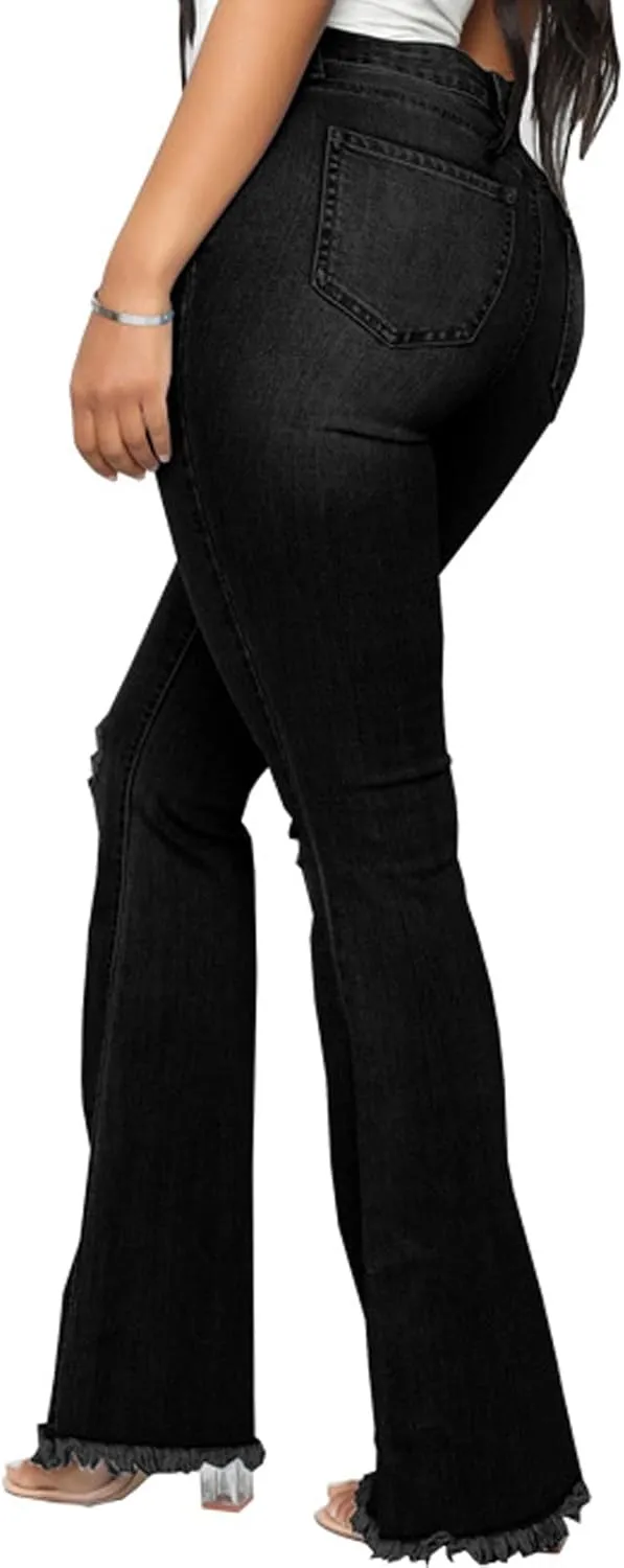 Bell Bottom Jeans for Women Skinny Flared Jeans Elastic High Waisted Vintage 70s Classic Stretchy Wide Leg Denim Pants