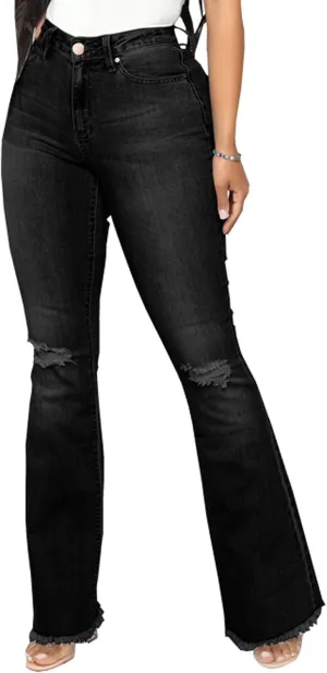 Bell Bottom Jeans for Women Skinny Flared Jeans Elastic High Waisted Vintage 70s Classic Stretchy Wide Leg Denim Pants