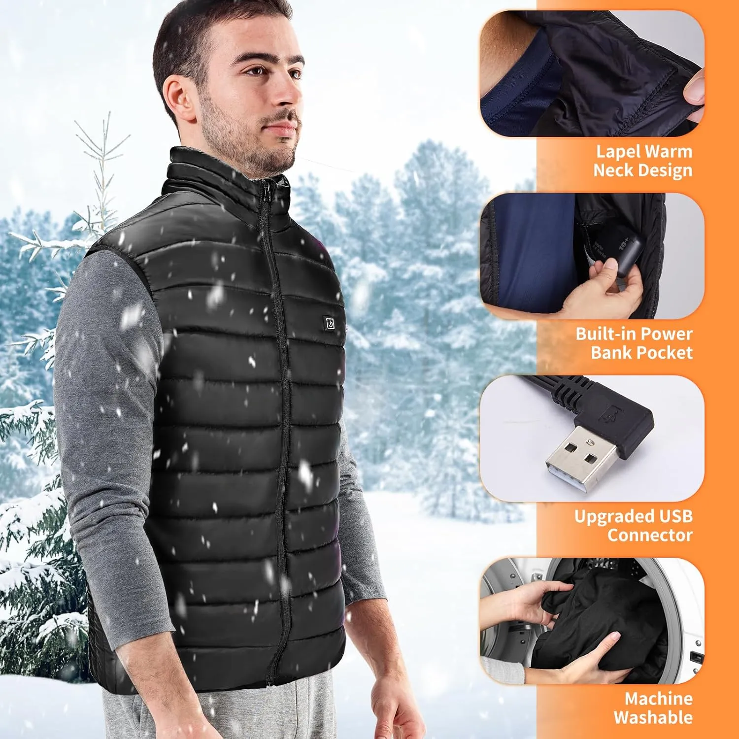 bellaciao Heated Vest Gift for Men Women 5v 2a USB Charging Heating Vest for Men Women not included battery