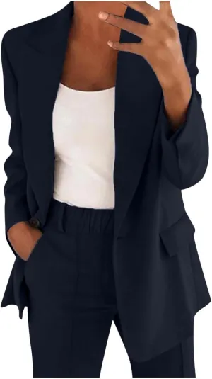 Blazer Sets for Women 2 Piece Outfits Business Casual Outfits Dressy Casual Pant Suits Plus Size Dress Pants Set