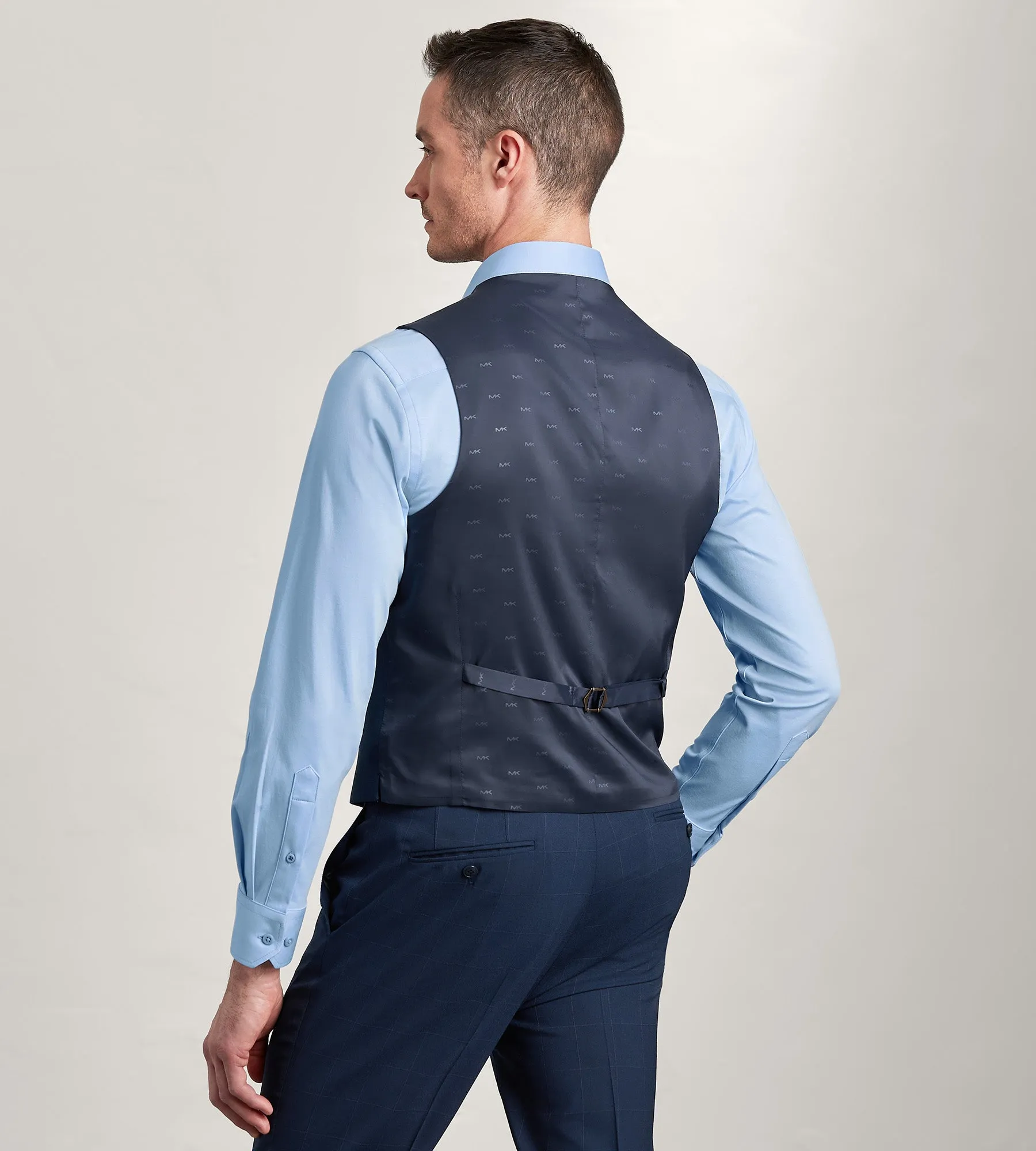 Blue Windowpane Suit Vest