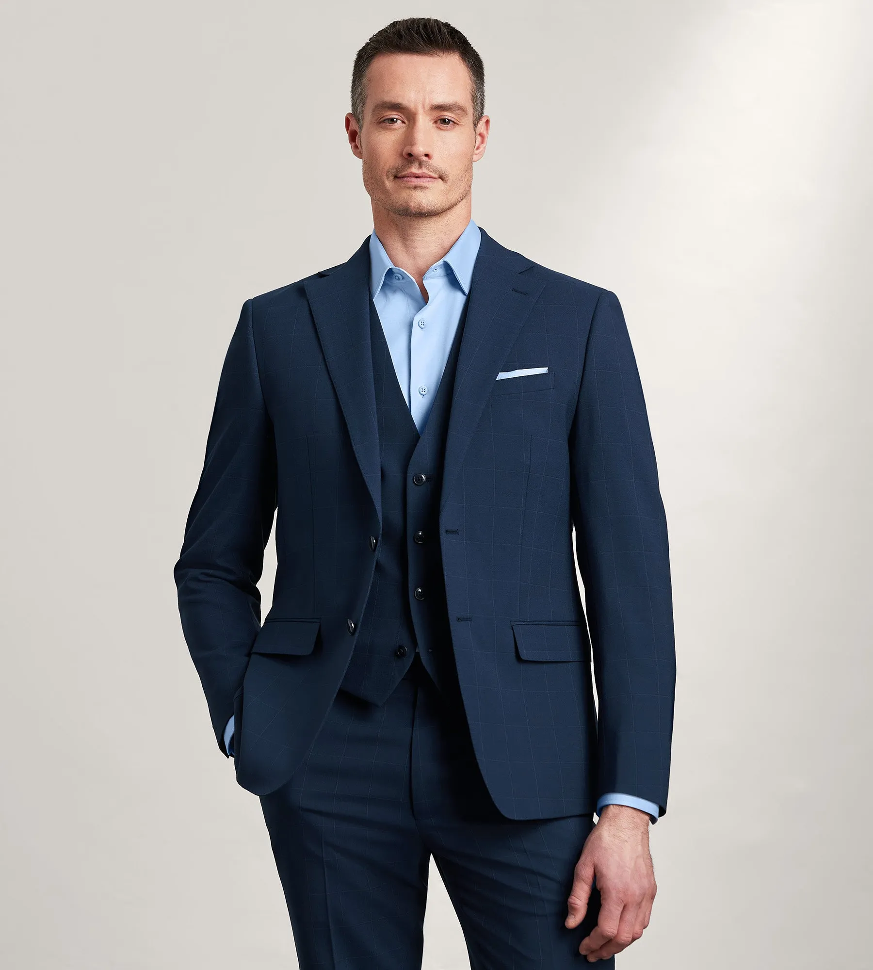 Blue Windowpane Suit Vest
