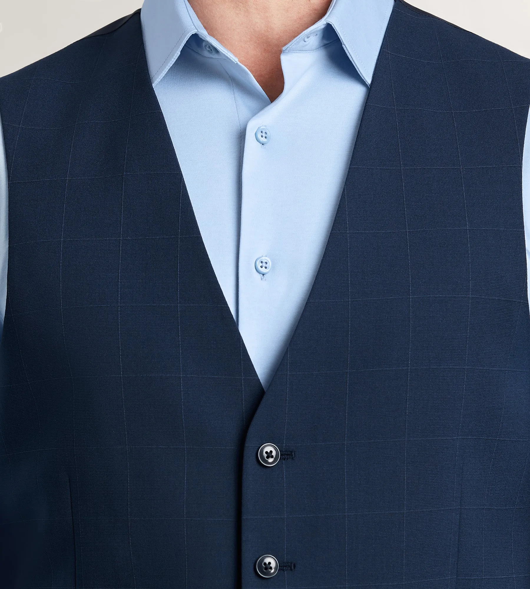 Blue Windowpane Suit Vest
