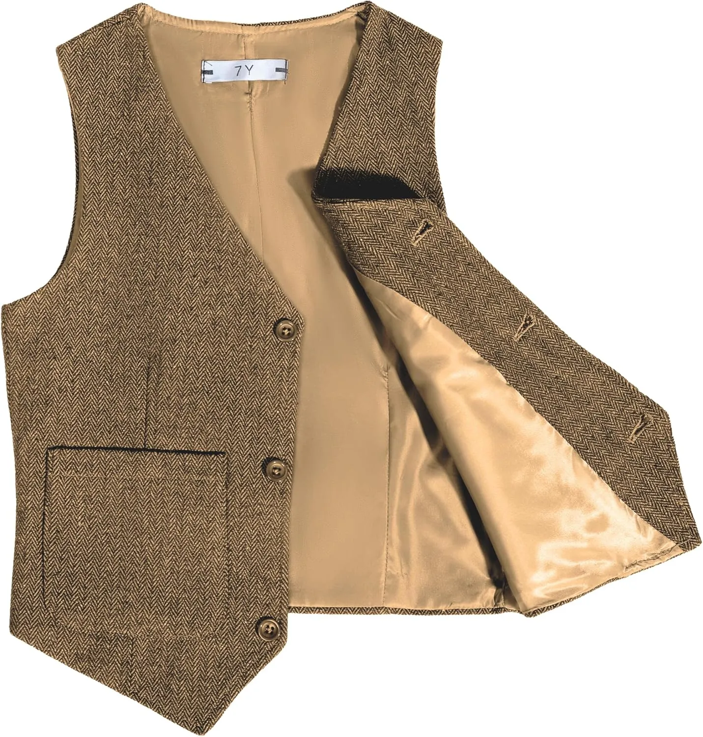 Boys Vest Vintage Tweed Toddler Little Kids Waistcoat with Pocket Sleeveless Slim Fit Casual Vest Outfit